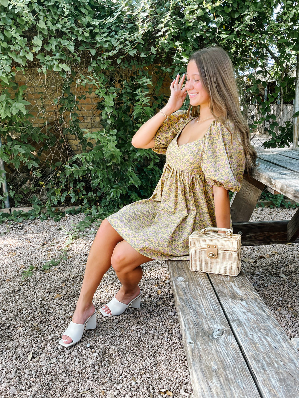 Mustard Floral Print Dress