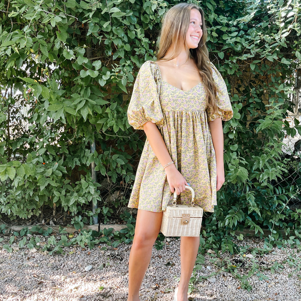 
                      
                        Mustard Floral Print Dress
                      
                    