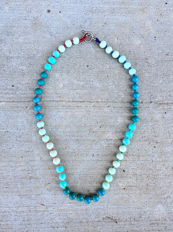 Glass Bead Necklace - Blue Waves