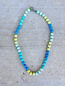  Glass Bead Necklace - Blue Pop