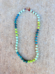  Glass Bead Necklace - Green Glow