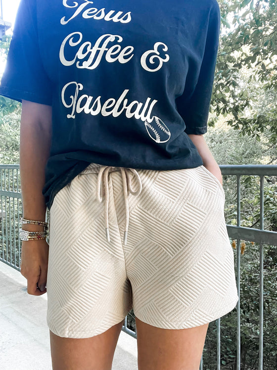 Jacquard Drawstring Shorts - Sand