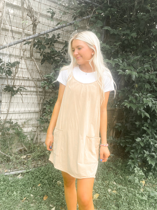 Cotton Pocket Dress - taupe
