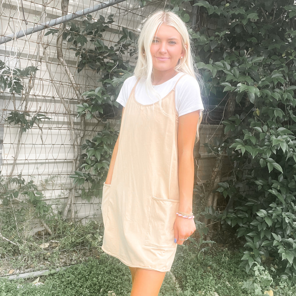 Cotton Pocket Dress - taupe