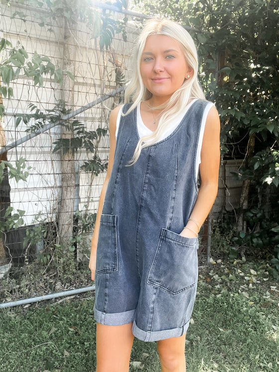 Black Denim Romper