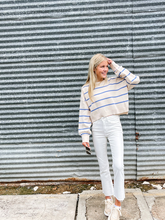 Natural Blue Stripe Sweater