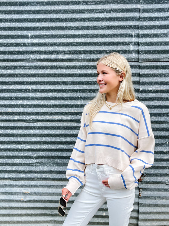 Natural Blue Stripe Sweater