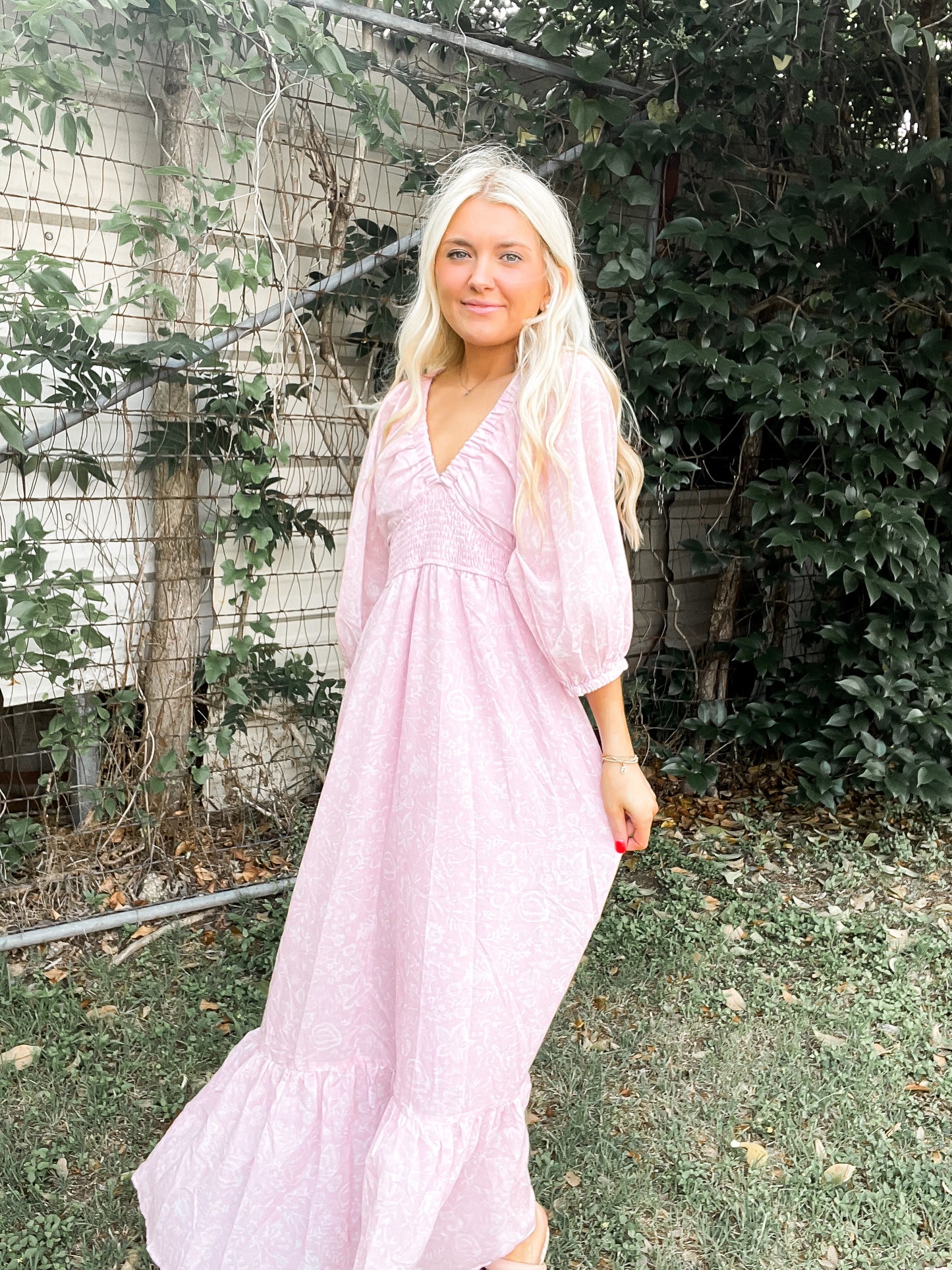 Soft Pink Hibiscus Dress