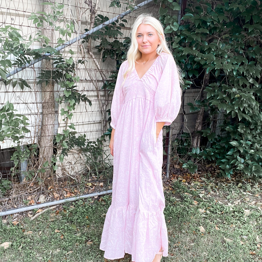 
                      
                        Soft Pink Hibiscus Dress
                      
                    