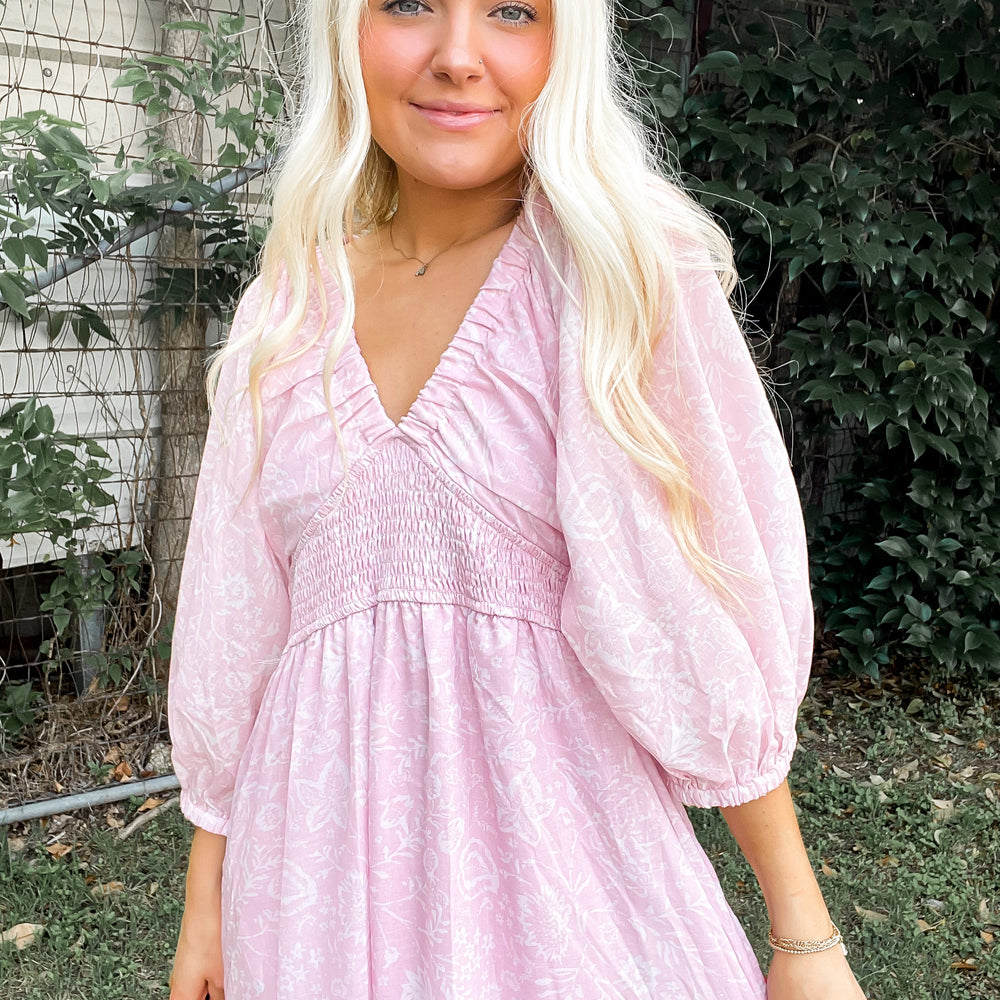 
                      
                        Soft Pink Hibiscus Dress
                      
                    