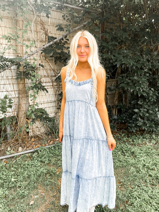 Washed Tiered Dress
