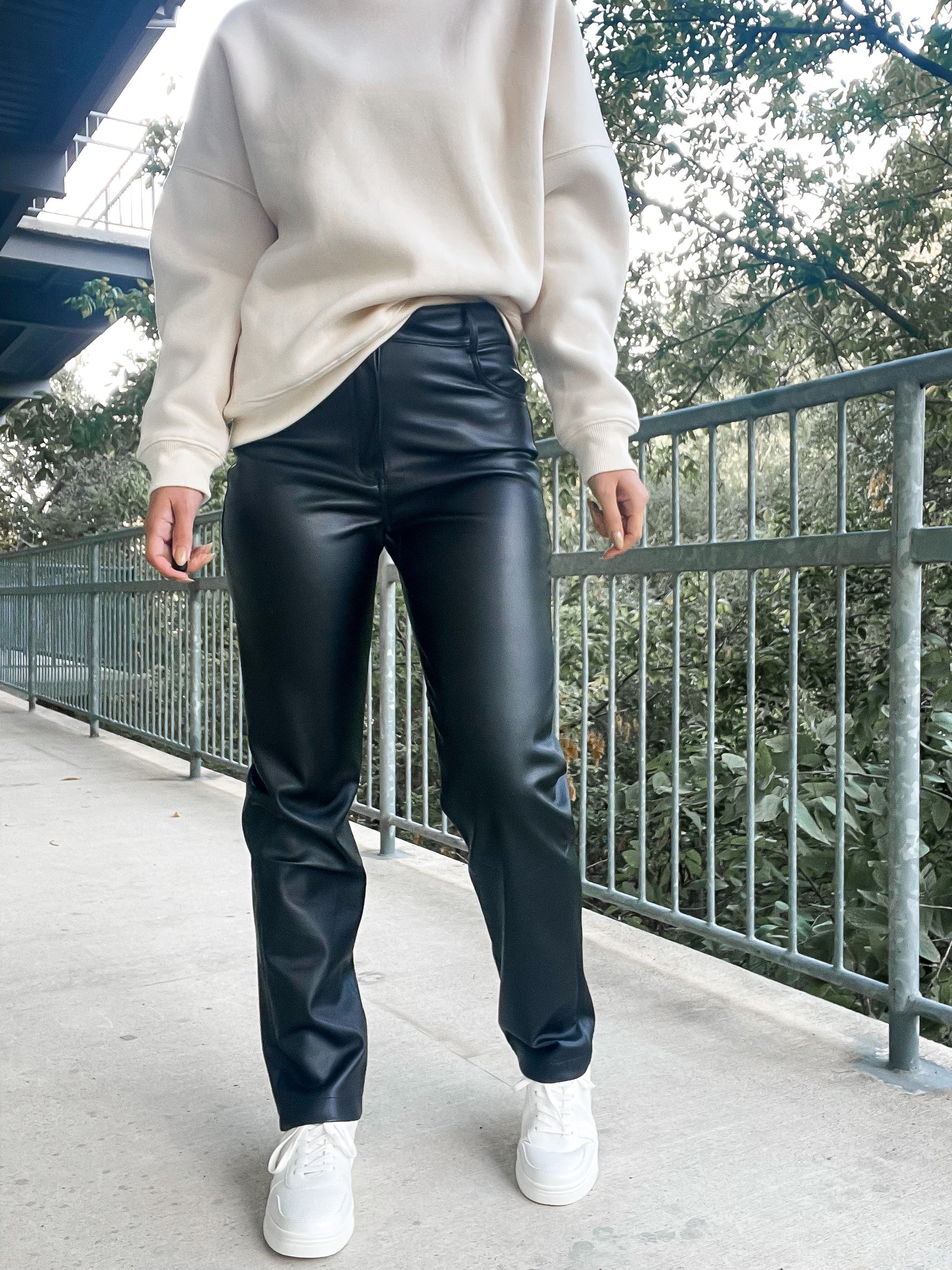 Straight Leg Vegan Leather Pants