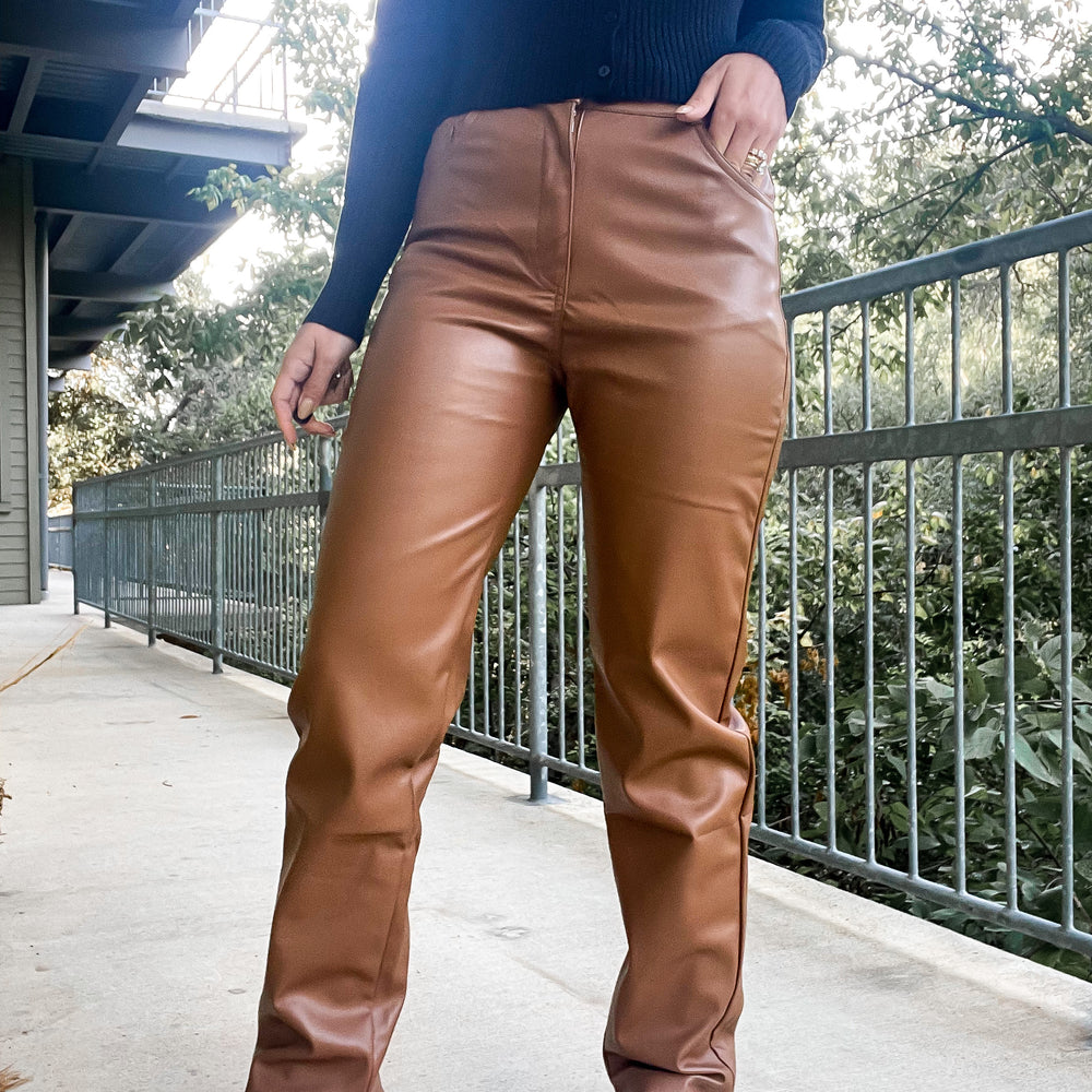 
                      
                        Vegan Leather Pants - chestnut
                      
                    