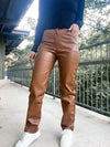 Vegan Leather Pants - chestnut