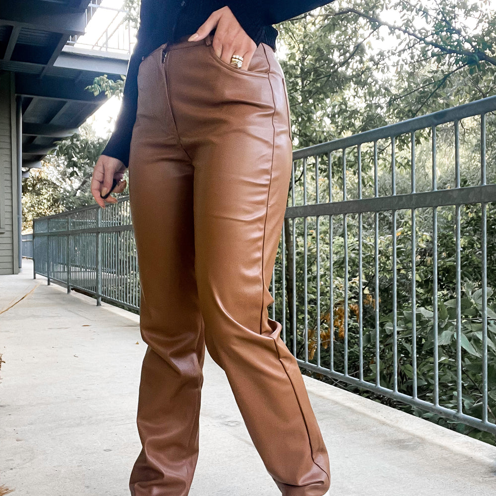 
                      
                        Vegan Leather Pants - chestnut
                      
                    