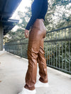 Vegan Leather Pants - chestnut