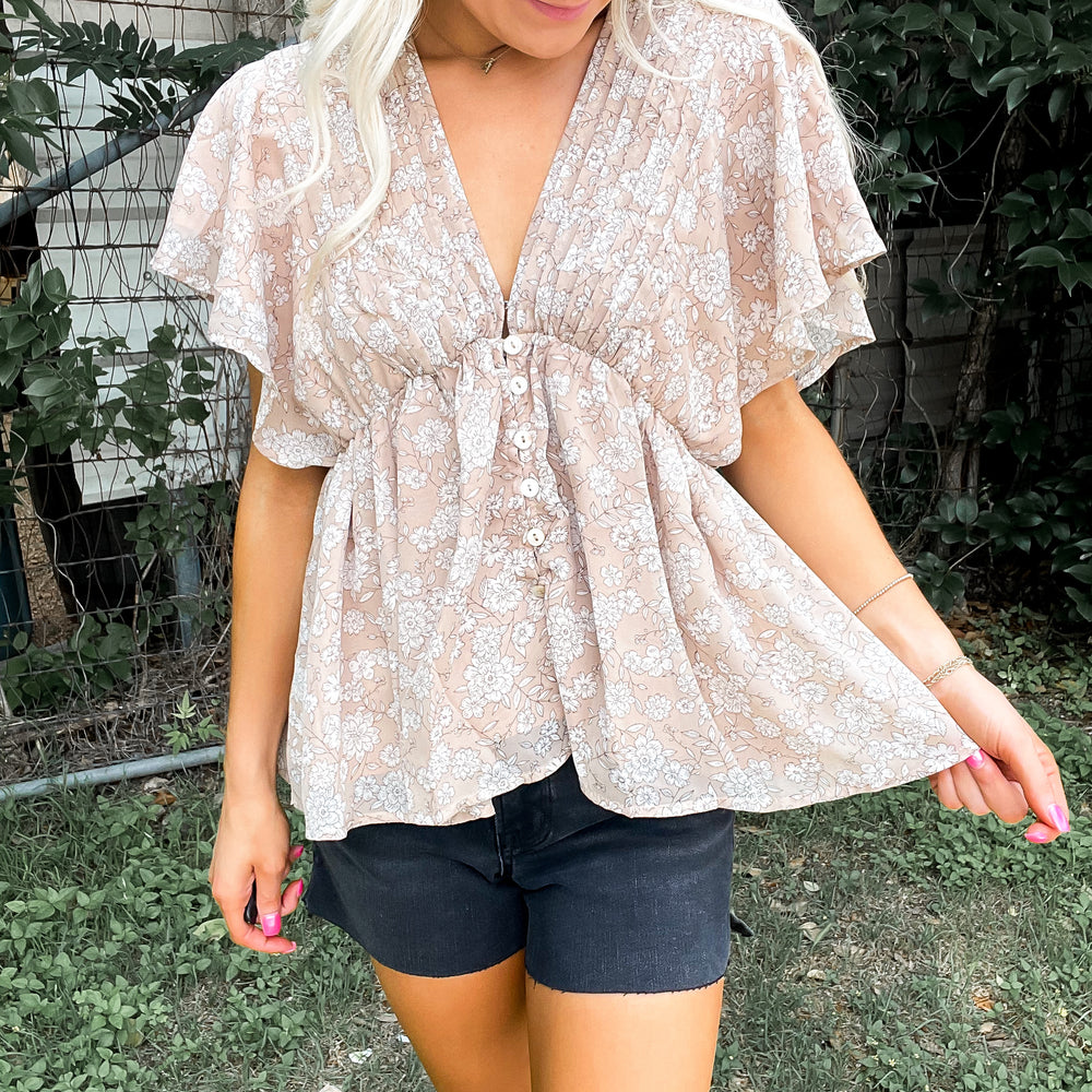 
                      
                        Soft Floral Cross Blouse
                      
                    