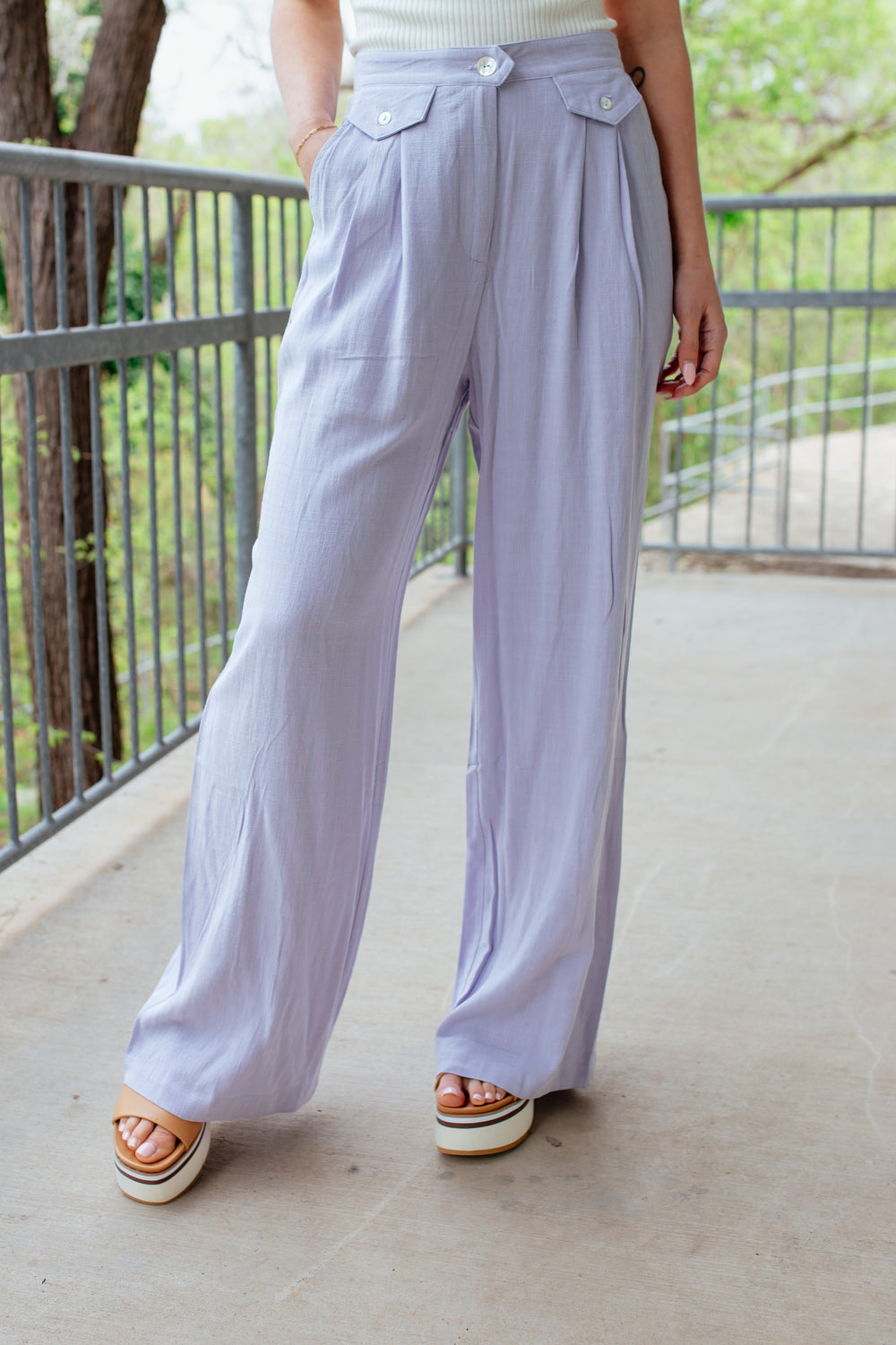 Linen Blend Trouser - Lavender